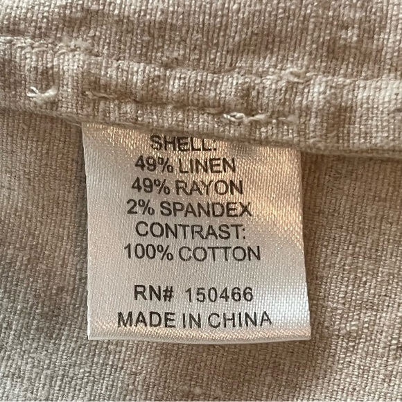 Market & Spruce Linen Blend Utility Jacket Hooded Cinch Waist Cream Oatmeal Sz M - Picture 14 of 15